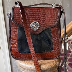 BRIGHTON brown and black leather ladies handbag very good condition 728468 SN